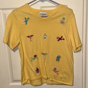 3 for $10 Breckenridge yellow short sleeve embroidered shirt size small petite